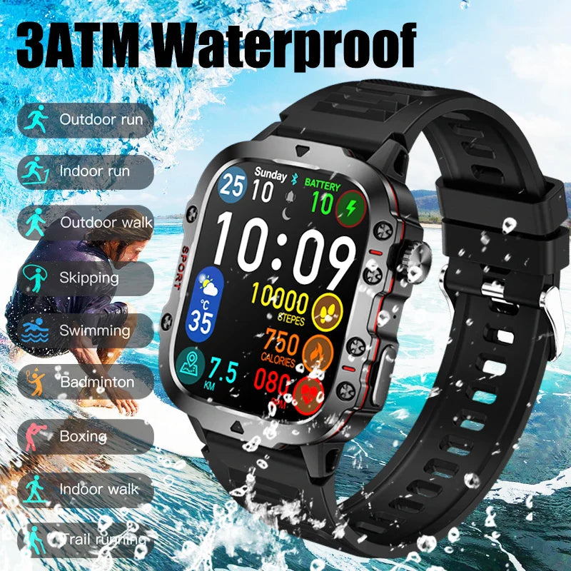 Rugged Outdoor Military Smartwatch for Men with GPS & Health Tracker