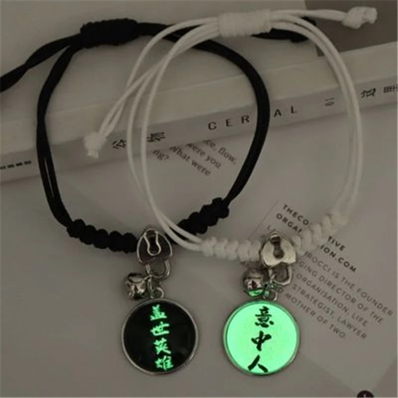Luminous Beads Star Couple Bracelets For Women Men Charm Cat Flower Heart Key Lock Cross Matching Bracelets