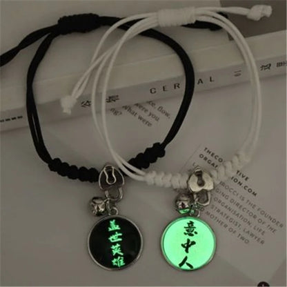 Luminous Beads Star Couple Bracelets For Women Men Charm Cat Flower Heart Key Lock Cross Matching Bracelets
