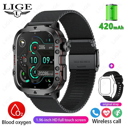 Rugged Outdoor Military Smartwatch for Men with GPS & Health Tracker