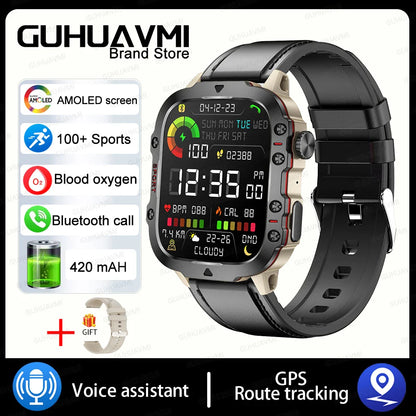 Rugged Outdoor Military Smartwatch for Men with GPS & Health Tracker