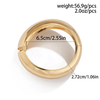 Punk Gold & Silver Geometric Wide Cuff Bangles for Women & Men