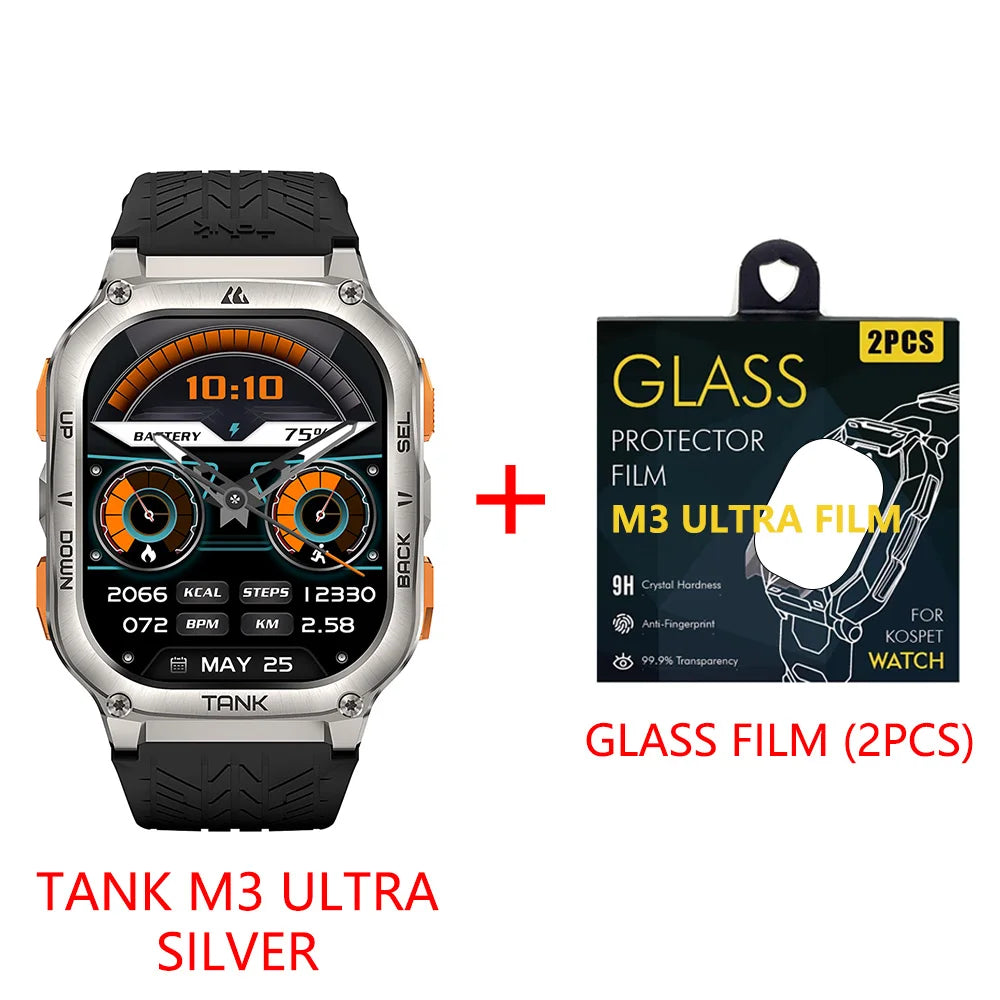 2025 Original KOSPET TANK M3 Smartwatches Men Smart Watch 480mAh AMOLED AOD Bluetooth Call Waterproof Electronic Digital Watches