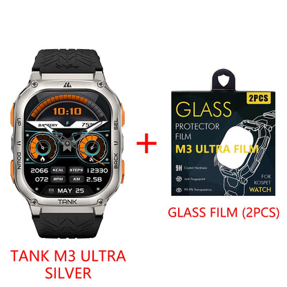 2025 Original KOSPET TANK M3 Smartwatches Men Smart Watch 480mAh AMOLED AOD Bluetooth Call Waterproof Electronic Digital Watches