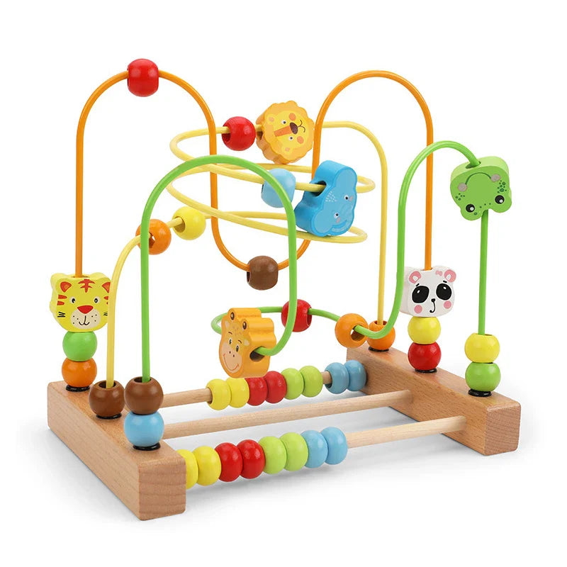 Montessori Wooden Roller Coaster Bead Maze for Toddlers