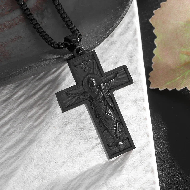Men's Titanium Steel Stylish Trinity Cross Necklace