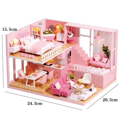 Wooden Miniature Doll House DIY Duplex Apartment Production 3D Puzzle Assembly Building Toy Decoration with Furniture Dollhouse