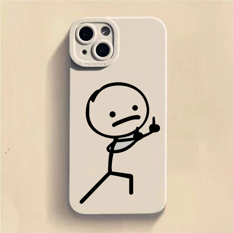 Cute Cartoon Matchman Matte Silicone Phone Case For iPhone 16 11 12 13 14 15 Pro Max XR XS X 7 8 Plus SE 2020 Soft Back Cover