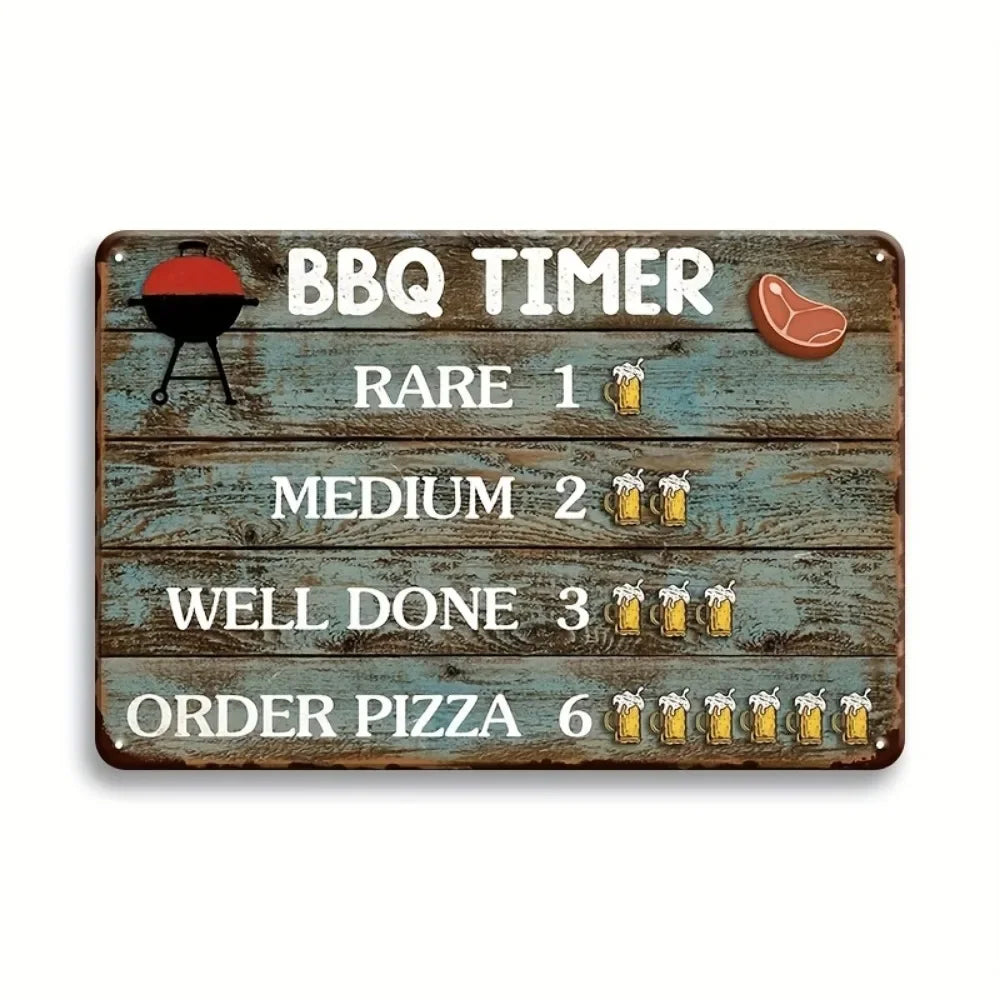 Vintage Metal Tin Poster BBQ Beer Bar Retro Metal Tin Signs Posters Plate Wall Decor for Bar Restaurant Cafe Clubs Retro Plaque