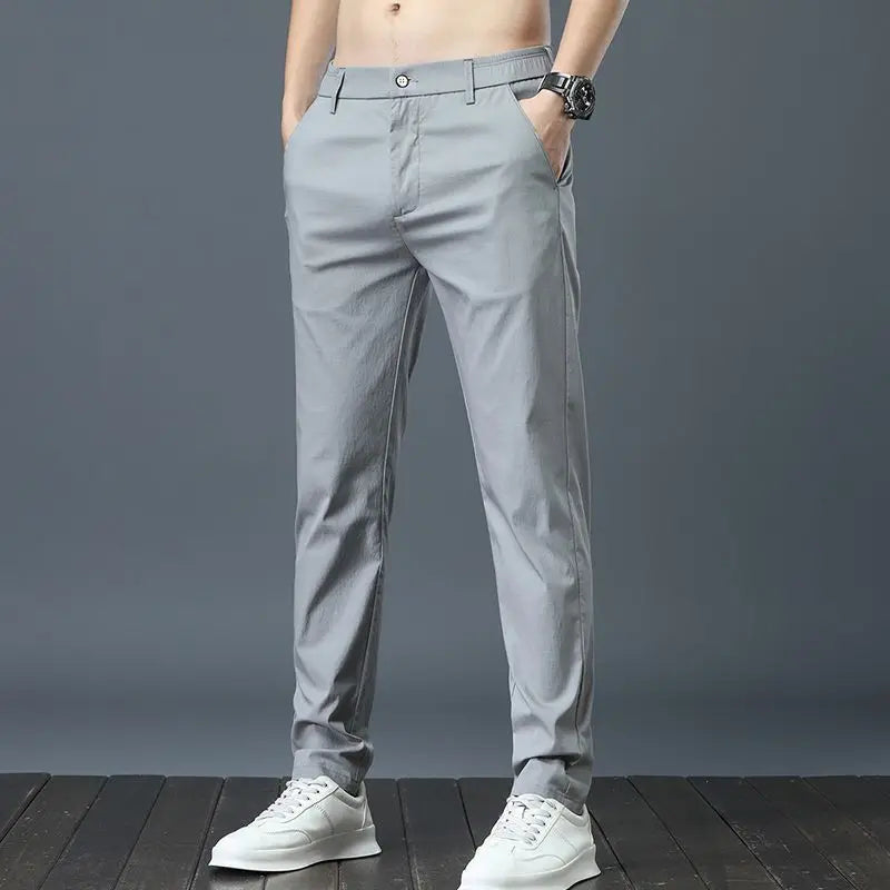 Ice Silk Men's Golf Men's Midweight Casual Pants Sports Pants Simple Design Khaki Black Slim Straight Leg Stretch Casual Trouse