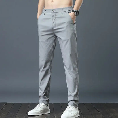 Ice Silk Men's Golf Men's Midweight Casual Pants Sports Pants Simple Design Khaki Black Slim Straight Leg Stretch Casual Trouse