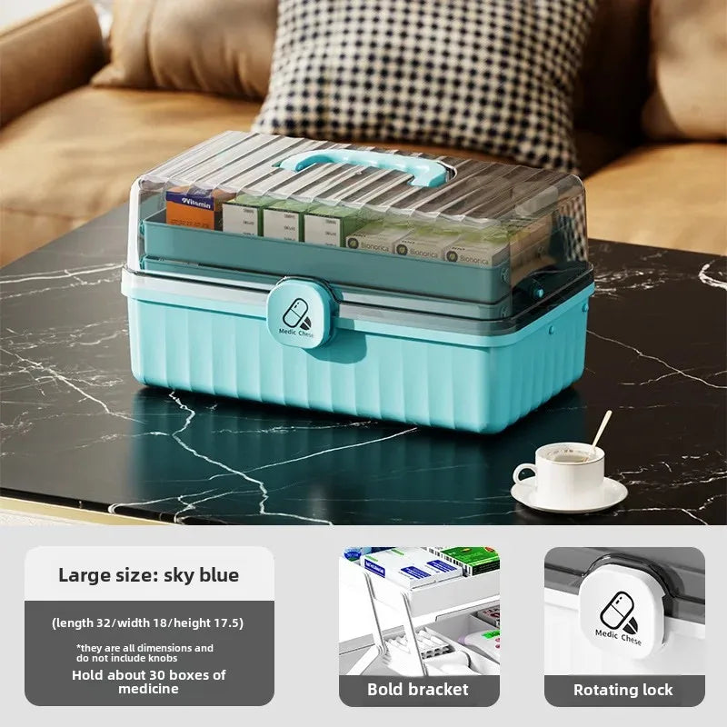 Large Capacity Portable Medical Box Home Use Outdoor Emergency Kit Family Health Care Box Medicine Storage Box