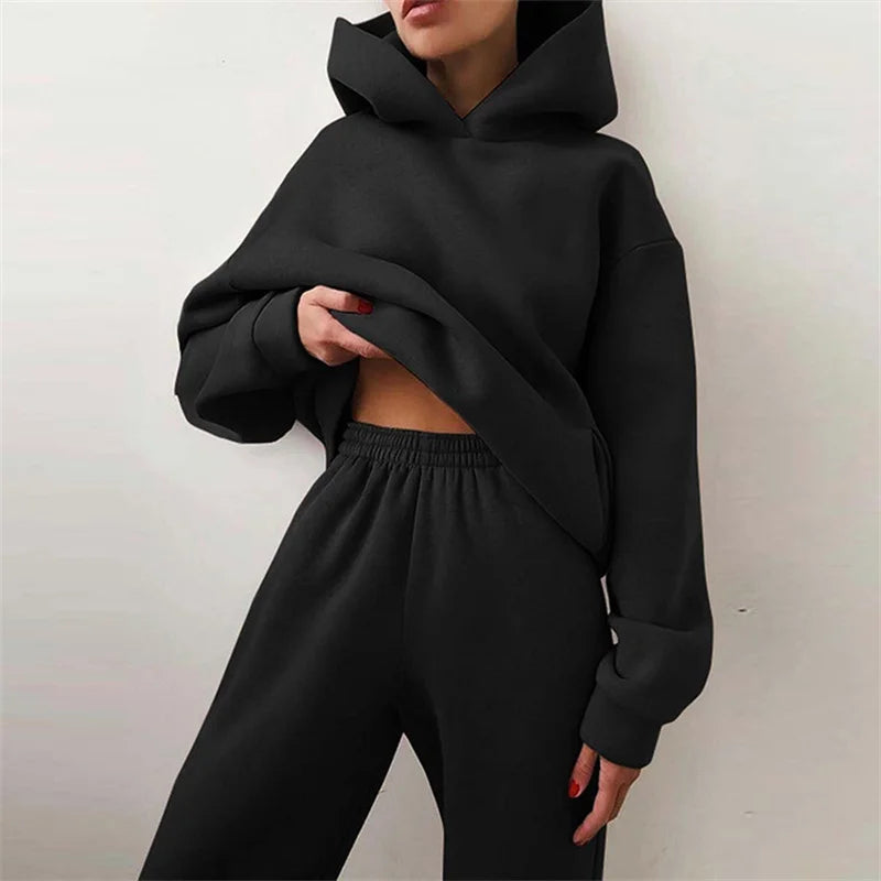 Cozy Oversized Hoodie & Pants Set for Women – Autumn Loungewear Suit