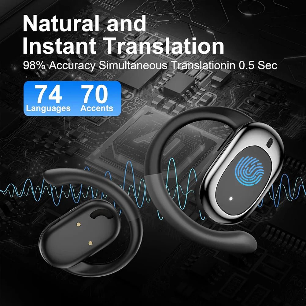144 Languages Translator Wireless Open-Ear Headphones Noise Cancelling