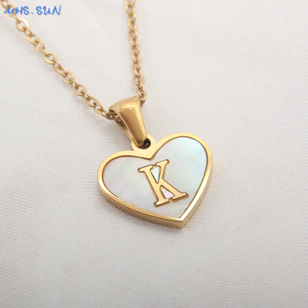 Heart Shell Initial Necklace