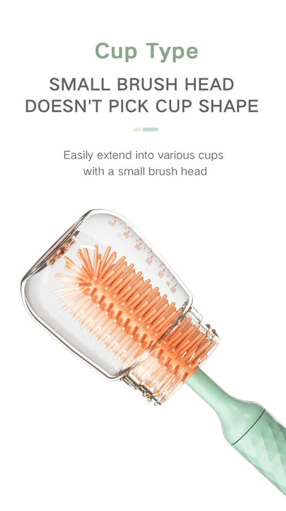 Electric Silicone Bottle Brush 360 Degree Rotating Baby Pacifier Cup Pacifier Cleaning Brush Set with 1200mAh Lithium Battery