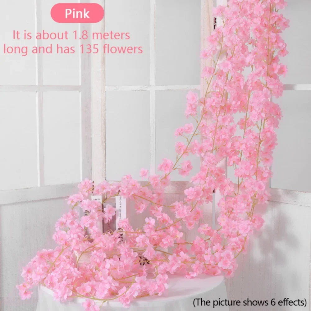180cm Artificial Sakura Flower Vine - Wedding & Garden Arch Decor