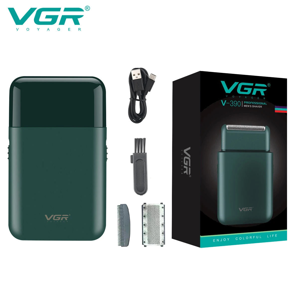VGR V-390 mini single blade cordless beard trimmer razor rechargeable foil electric face body shaver for men Convenient razor
