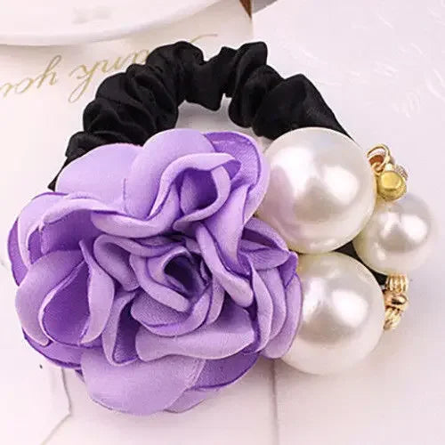 Stylish LOVEF Pearl Flower Hair Tie Set