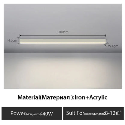 Contemporary Long Strip LED Ceiling Light Fixture for Balcony, Aisle, Bedroom, and Living Room Decor