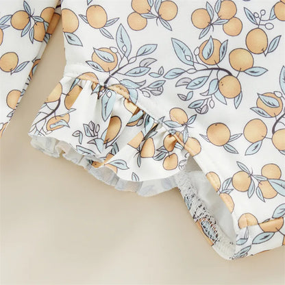 Baby Girl Floral Print Backless Bathing Suit