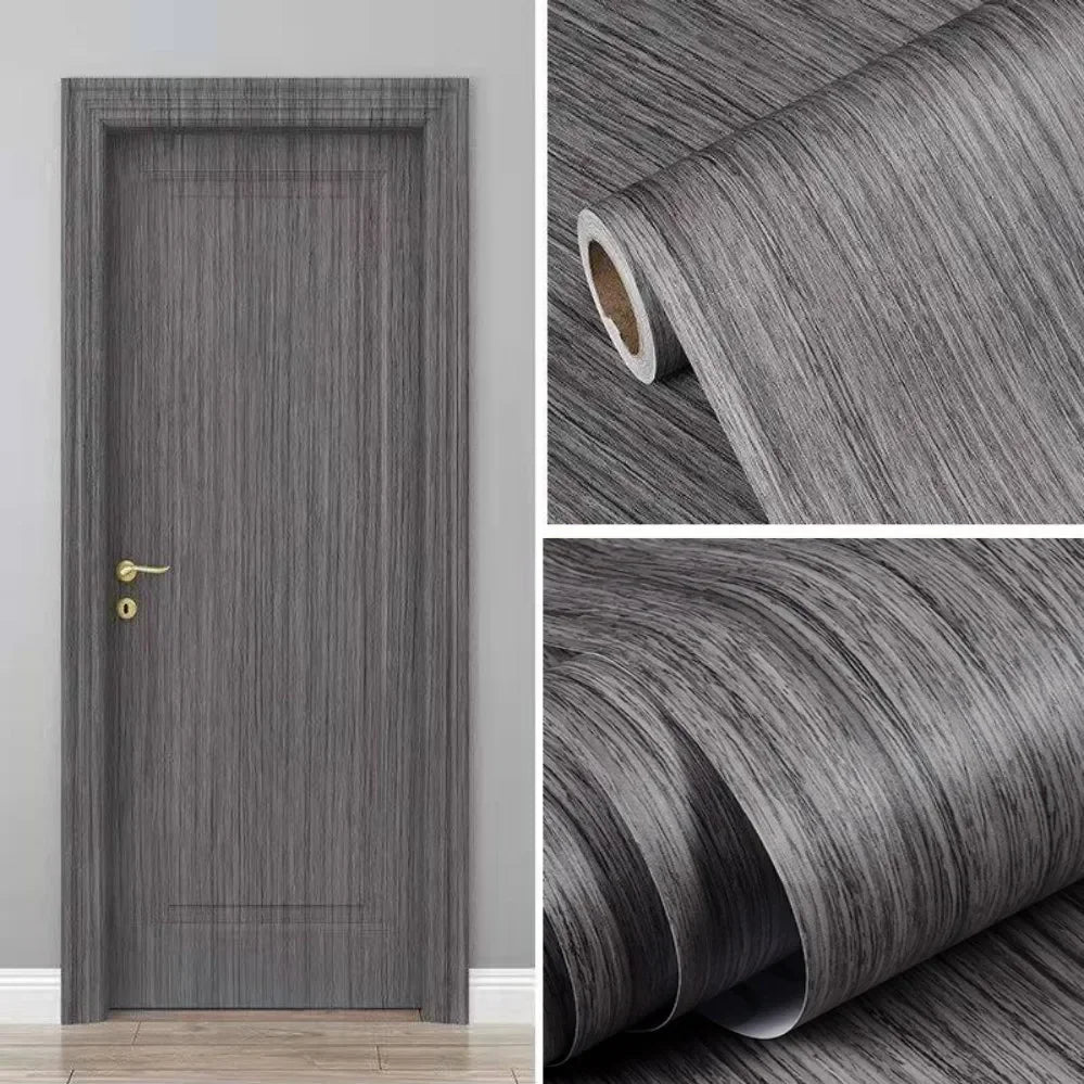 90 Width Wood Grain Door Stickers for Wardrobe Cupboard Table Closet Furniture Waterproof PVC Self Adhesive Wallpaper Home Decor