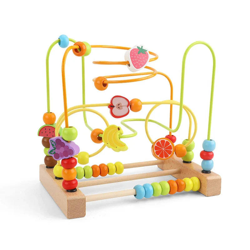 Montessori Wooden Roller Coaster Bead Maze for Toddlers