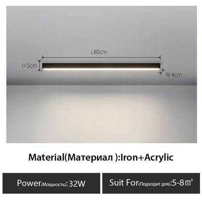 Contemporary Long Strip LED Ceiling Light Fixture for Balcony, Aisle, Bedroom, and Living Room Decor