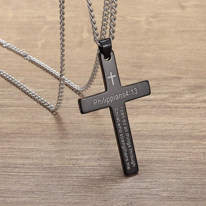 Men's Titanium Steel Stylish Trinity Cross Necklace