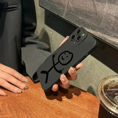 Cute Cartoon Matchman Matte Silicone Phone Case For iPhone 16 11 12 13 14 15 Pro Max XR XS X 7 8 Plus SE 2020 Soft Back Cover