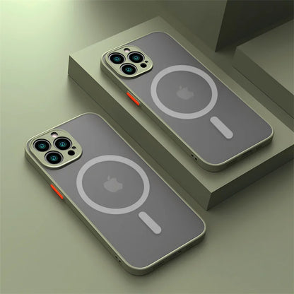 Luxury Matte For Magsafe Case For Apple iPhone 15 14 13 12 11 Pro Max Plus Magnetic Wireless Charging Soft Protection Accessorie