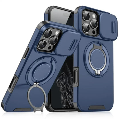 Luxury Camera Protector Push Window Shockproof Armor Strong Protection Car Mount Stand Phone Case For Iphone 16 Pro Max