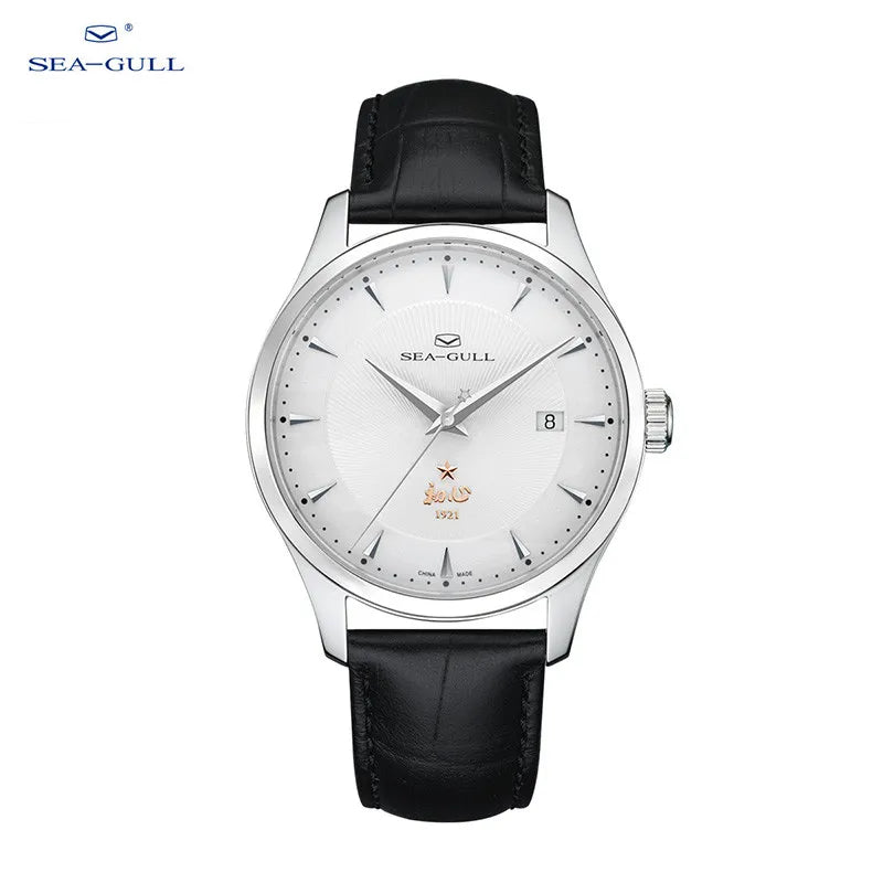 2023 Seagull Men's Mechanical Wristwatches Business Calendar Watch 50m Waterproof Leather Buckle Mens Watches  819.613