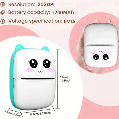 Mini-printer, Thermal Printer Ink-free Portable Sticker Printer Compatible with IOS and Android, Wireless Photo Printing Tags