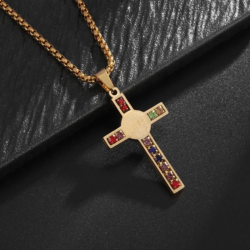 Men's Titanium Steel Stylish Trinity Cross Necklace