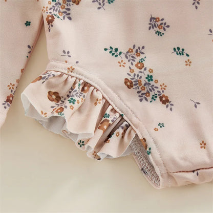 Baby Girl Floral Print Backless Bathing Suit