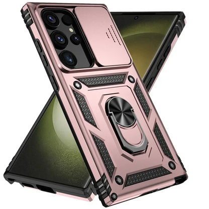 Military Grade Magnetic Holder Back Bumper Slide Lens Case for Samsung Galaxy S23 Series