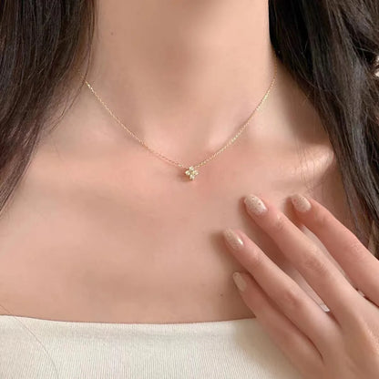 LGKGL S925 Sterling Silver 18K Gold-Plated Zircon Clover Necklace – Elegant & Versatile Collar Chain™