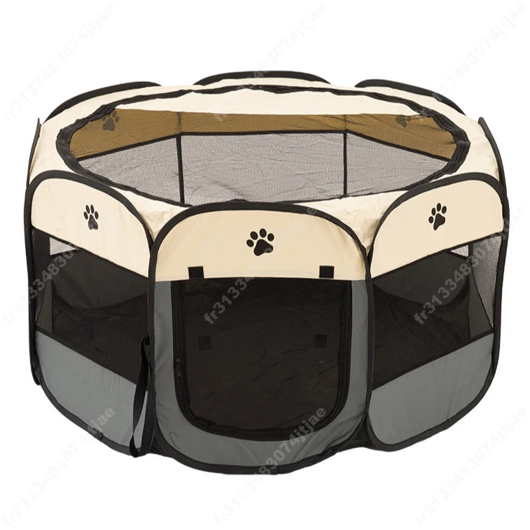 Portable Pet Playpen, Dog Playpen Foldable Pet Exercise Pen Tents Dog House Playground for Puppy Dog/Cat Indoor Outdoor Travel Camping Use Gray Small (29"X29"X17")