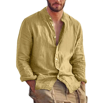Men’s Casual Linen Shirt – Long Sleeve Button-Down with Relaxed Fit