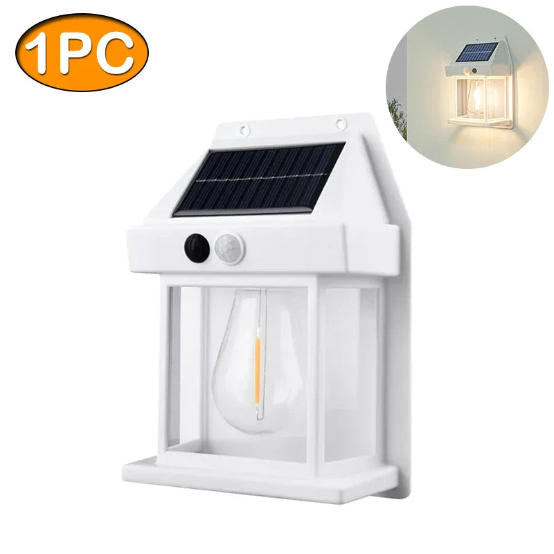 Solar Tungsten Night Lamp with Intelligent Motion Sensor – Waterproof LED Wall Lantern for Outdoor Garden Décor