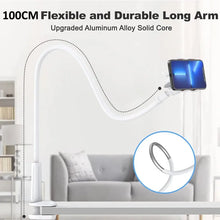 100cm 39.37" Phone Holder Stand Lazy Bracket Headrest Bed 360 Flexible Long Arms Clamp Mount For iPhone Samsung 3.5~6.7" Devices