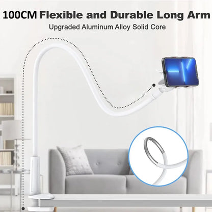 100cm 39.37" Phone Holder Stand Lazy Bracket Headrest Bed 360 Flexible Long Arms Clamp Mount For iPhone Samsung 3.5~6.7" Devices