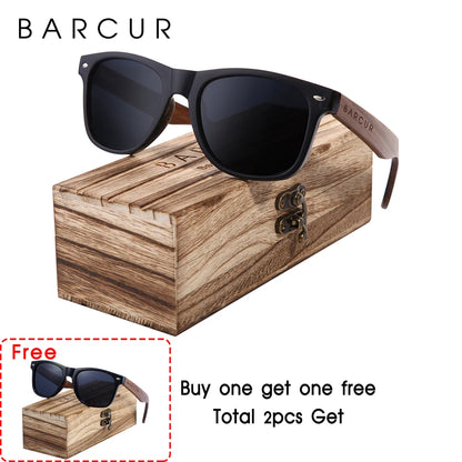 Polarized Black Walnut Wood Sunglasses for Men, UV400 Protection