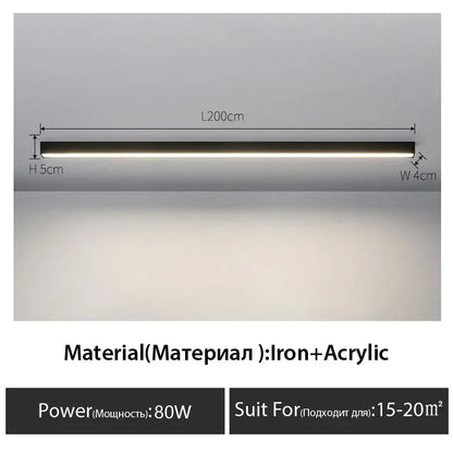 Contemporary Long Strip LED Ceiling Light Fixture for Balcony, Aisle, Bedroom, and Living Room Decor