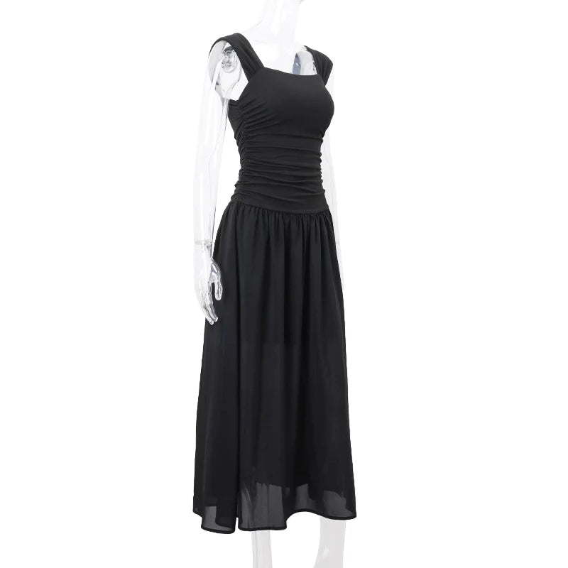 Sexy Black Maxi Dress - Summer Party Ruched Bodycon Style
