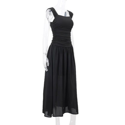 Sexy Black Maxi Dress - Summer Party Ruched Bodycon Style