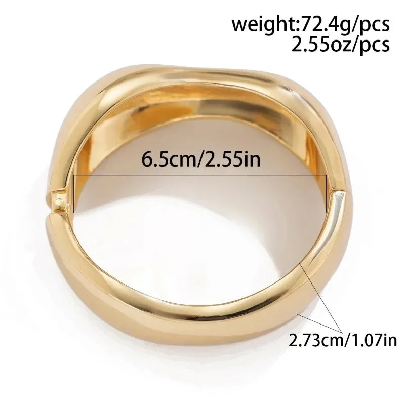 Punk Gold & Silver Geometric Wide Cuff Bangles for Women & Men