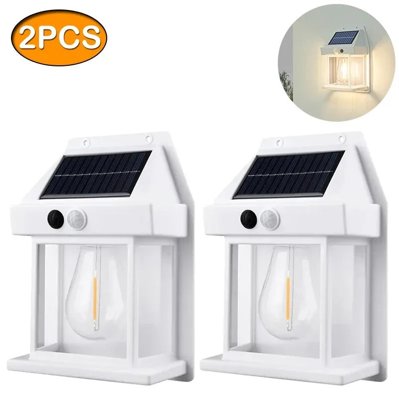 Solar Tungsten Night Lamp with Intelligent Motion Sensor – Waterproof LED Wall Lantern for Outdoor Garden Décor