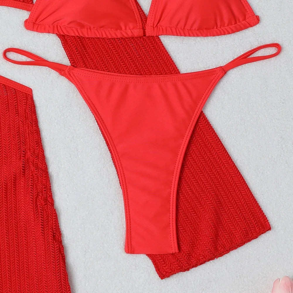 Women's Sexy 3-Piece Bikini Set – Beach Swimwear